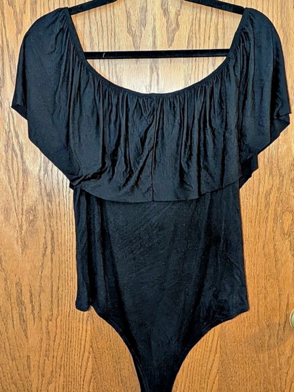 Fashion Nova Black Ruffle One-Piece